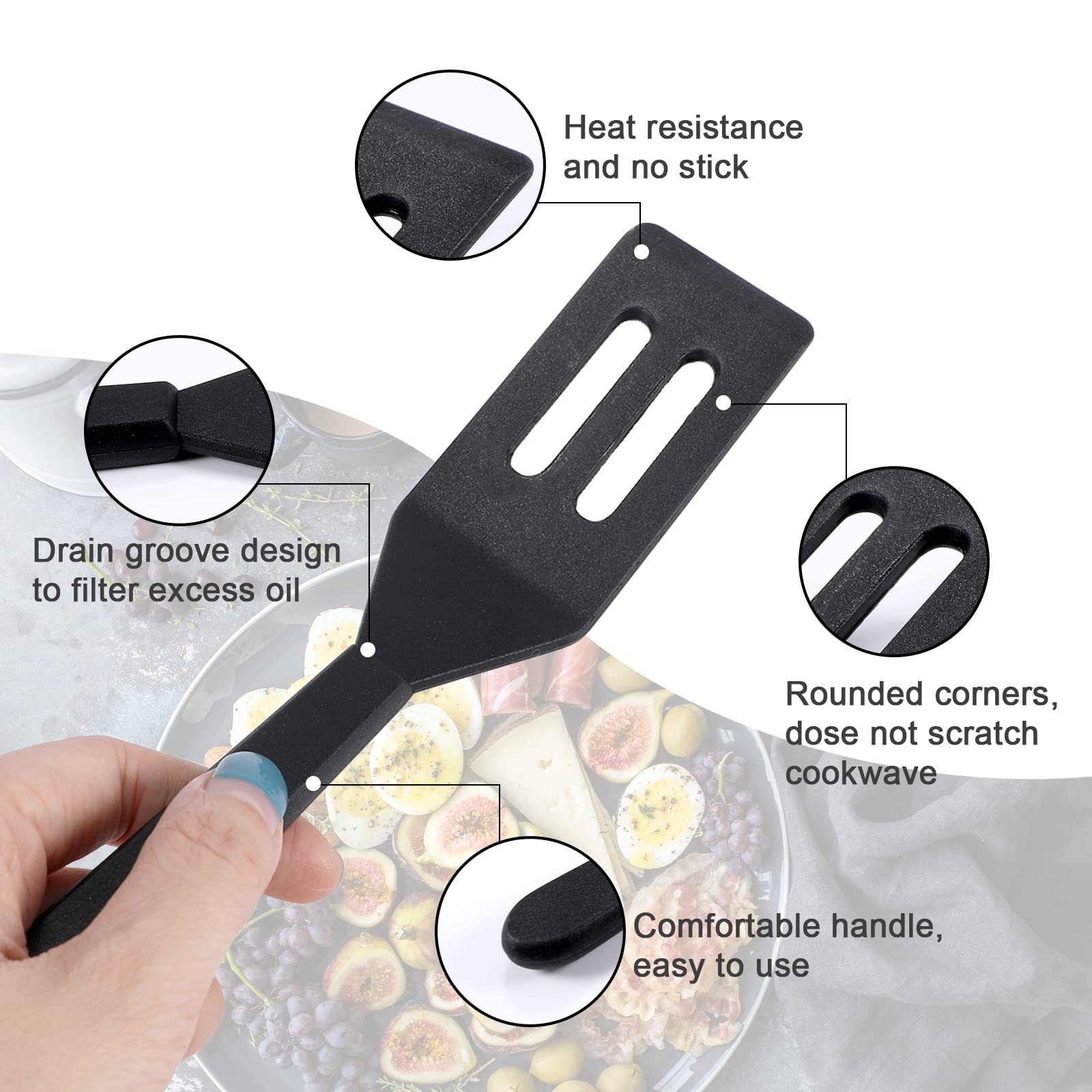 Savita Mini Brownie Serving Spatula Flexible Silicone Turner Heat-Resistant Flipper Nonstick Slotted Spatula For Fish, Eggs, Pan
